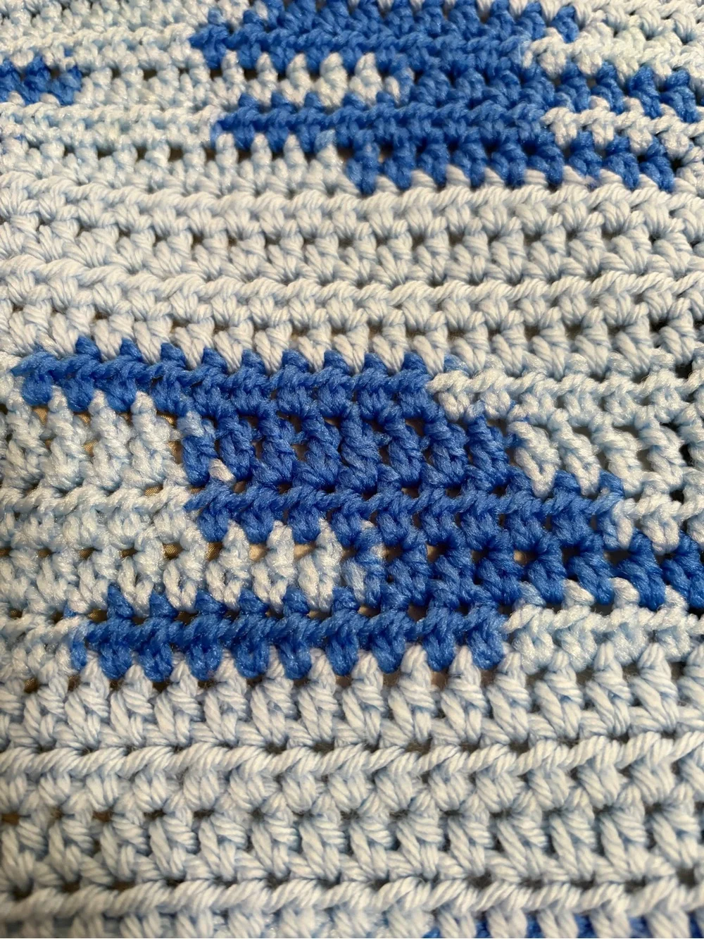 Handmade Light Blue and Royal Blue Crochet Throw Blanket - Cozy Accent